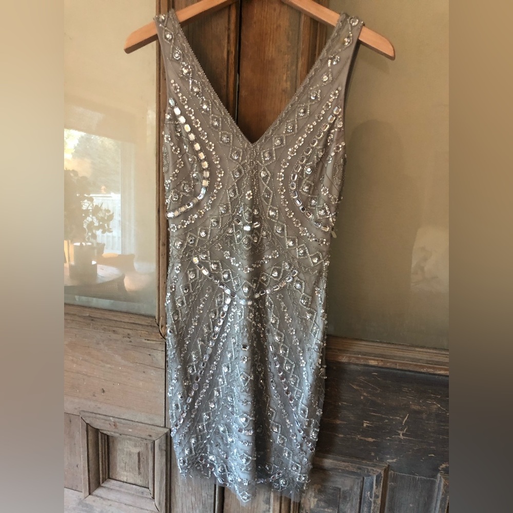 Aidan Mattox Jeweled Cocktail Dress
